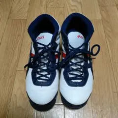 asics スノトレ ホワイト ネイビー レッド