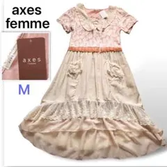 新品⭐️axes femme アクシーズファム 半袖 ワンピース M レース衿