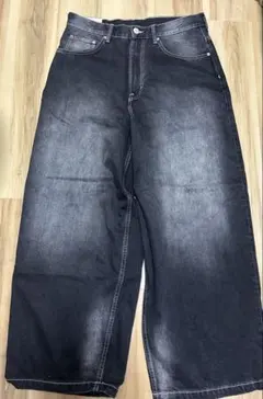 H&M スーパーバギー　デニム 32/30 ブラック