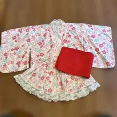 花柄浴衣 120サイズ 赤い帯付き