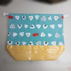 おにぎり柄の弁当袋　巾着型