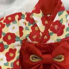 ベビー袴　椿　50〜60サイズ　初節句　お食い初め