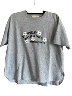 LOGOS DAYSグレー フラワー刺繍 Tシャツ Mサイズのサムネイル