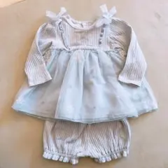 アプレレクール 水色 雪の結晶刺繍 チュニックセット 80