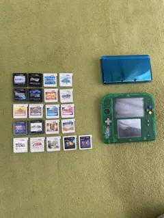 3DS本体、2DSポケットモンスター緑とソフト22個のセット