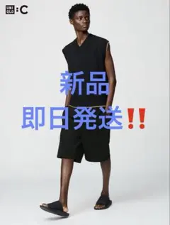 ユニクロ c スウェット ハーフパンツ L ブラック