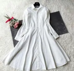 現行 美品✨ポロラルフローレン　ロングシャツワンピース　ポニー刺繍　ホワイト　2