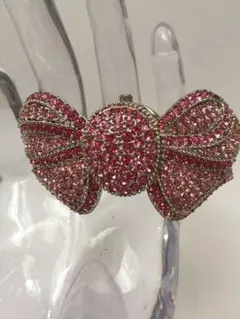 ✳️お値下げ✳️❤️キラキラ ピンクストーンリボン バングル❤️