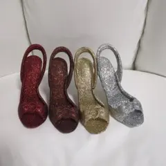 ニトリ ミニチュア ハイヒール オブジェ 4個セットラメ グリッターのサムネイル