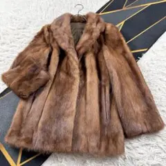 美品 OSFUR デミバフミンク ファーコート 毛皮 X〜XL リアルファー 
