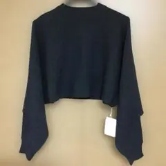 THE SHOP TK クロップド丈 ニット 長袖 ダークグレーのサムネイル