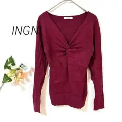 2.5 イング 長袖 ニット Vネック リブ ツイストデザイン カジュアル