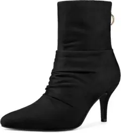 25㎝☘️ブラック アンクルブーツ スティレットヒール ポイテッドトゥ