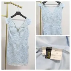 【最終値下【dazzy queen】水色レースドレス　横面ファスナーS