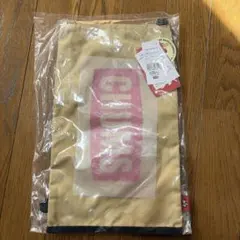 CHUMSベージュ ロゴ入り ティッシュケース