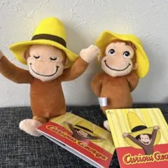 おさるのジョージ　マスコット　黄色い帽子　ぬいぐるみ　2つ