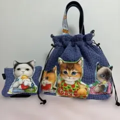 ゆ*ん様 コヤンイサムチョン♡巾着トート&ポーチ ヌビ生地 ゆ*ん様 コヤンイサムチョン♡巾着トート&ポーチ ヌビ生地 - メルカリ