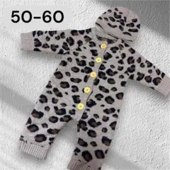 SHEIN ベビー ニットロンパース 帽子 セット 50 60 ヒョウ柄 ギャルのサムネイル
