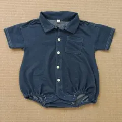 【美品】ダークブルー ポロシャツロンパース 80㎝