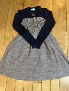 Lindsay ネイビー チェック柄 ワンピース L