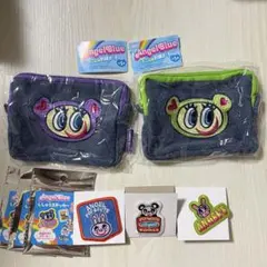 エンジェルブルー 刺繍ポーチ ワッペンシール セット