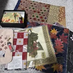 和柄ハンカチ・タオルハンカチ・ちりめんやポーチ・爪切り・巾着　セット　京都