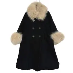 クーラコロン　アンゴラ混 ファー付きウールコート　ファー取外し可　【美品】