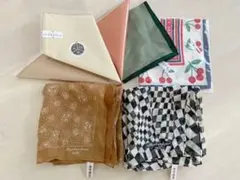 シルク100%スカーフ、ハンカチ、ポケットチーフ5枚組み