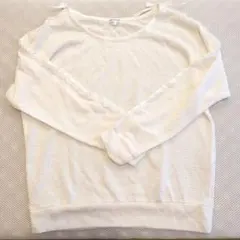 トップス　長袖　ホワイト　レディース　春夏用　肩リボン　サイズL
