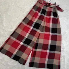 BLUE LABEL CRESTBRIDGE ワイド ガウチョ 赤 チェック S