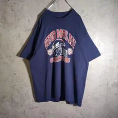 USA製 90s 黒タグ シングルステッチ 両面プリントTシャツ XXL 紺