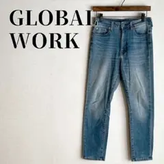 グローバルワーク　ストレートデニムパンツ　ストレッチ　インディゴブルー　サイズS