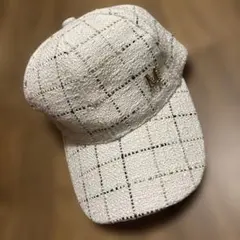 ホワイト チェック柄 キャップ Mロゴ
