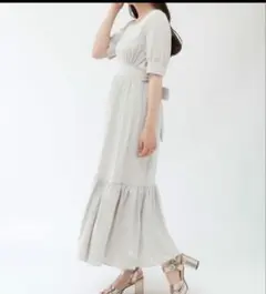 アストリアオディールAラインスクエアネック ティアードワンピースロングワンピース