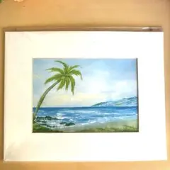 ハワイ土産　エレイン・スタレット 水彩画　直筆サイン入り　レイ　シェルネックレス ハワイ土産【直筆サイン入り】エレイン・スタレット 水彩画 絵画