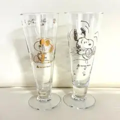 スヌーピー ペアグラス2個セット 三和銀行ノベルティ スヌーピー＆ウッドストック