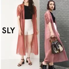 美品◇SLY スライ 洗える チュールロングガウン シアー素材 カーディガン F