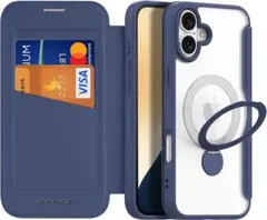 iPhone 16Plus ケース 手帳型 360度回転 リング付きのサムネイル