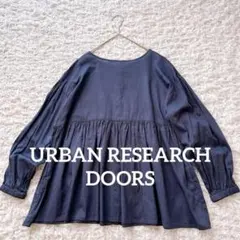 美品 アーバンリサーチドアーズ コットンボイル2WAYブラウス ネイビー