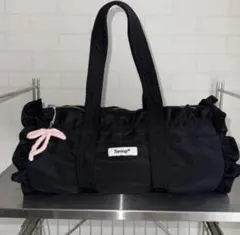 【最終値下げ】Seoup フリルボストンバッグ　韓国　フリル　バッグ　ブラック