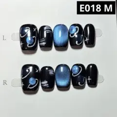 現品ネイルチップ　ショートスクエア　アート宇宙惑星黒ベースマグネット奥行き量産型