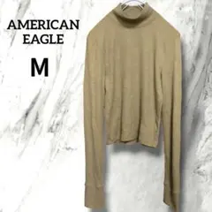 美品★【アメリカンイーグル】タートルネック　長袖リブ　ブラウン　茶色　M　海外