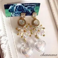 ハートシャボン水入りドーム❤ジャラピ❤ハンドメイドピアス