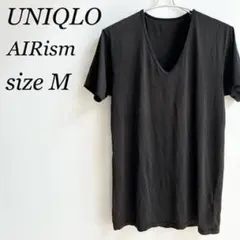 ユニクロ AIRism エアリズム Vネック インナー Tシャツ 黒 M 半袖