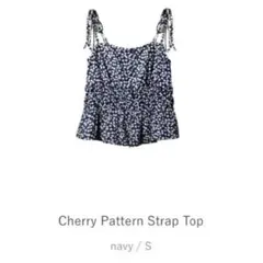Cherry Pattern Strap Top (navy / M) - メルカリ