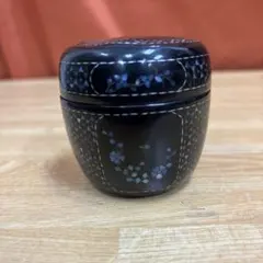 M37 ハイビスカス棗 茶葉入れ なつめ 茶壺 茶器 茶道具 抹茶道具