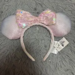 ミッキー耳カチューシャ ラメ入りリボン