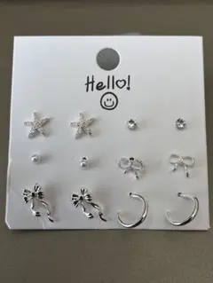 【新品未使用】シルバー色ピアスセット 12個