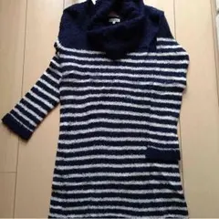 3can4on☆スヌード付きボーダーニットワンピース