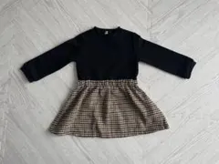 【最終価格】秋冬ワンピース　黒×ブラウン　チェック